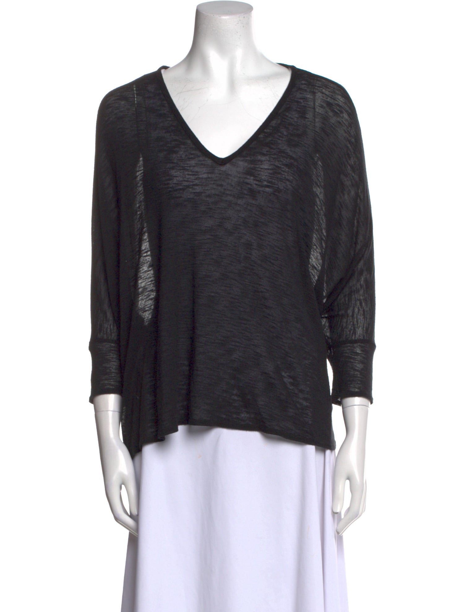 Helmut Lang V-Neck Three-Quarter Sleeve Top