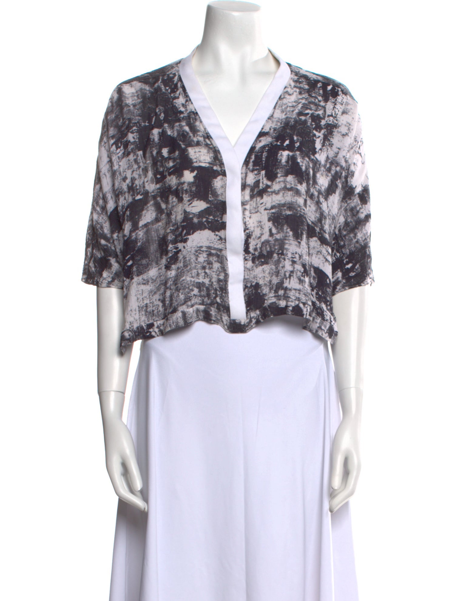 Helmut Lang Printed V-Neck Crop Top