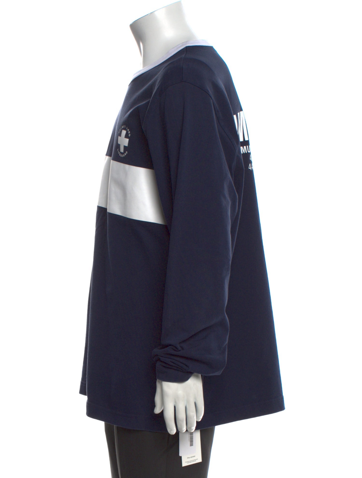 Helmut Lang Colorblock Pattern Crew Neck Sweatshirt