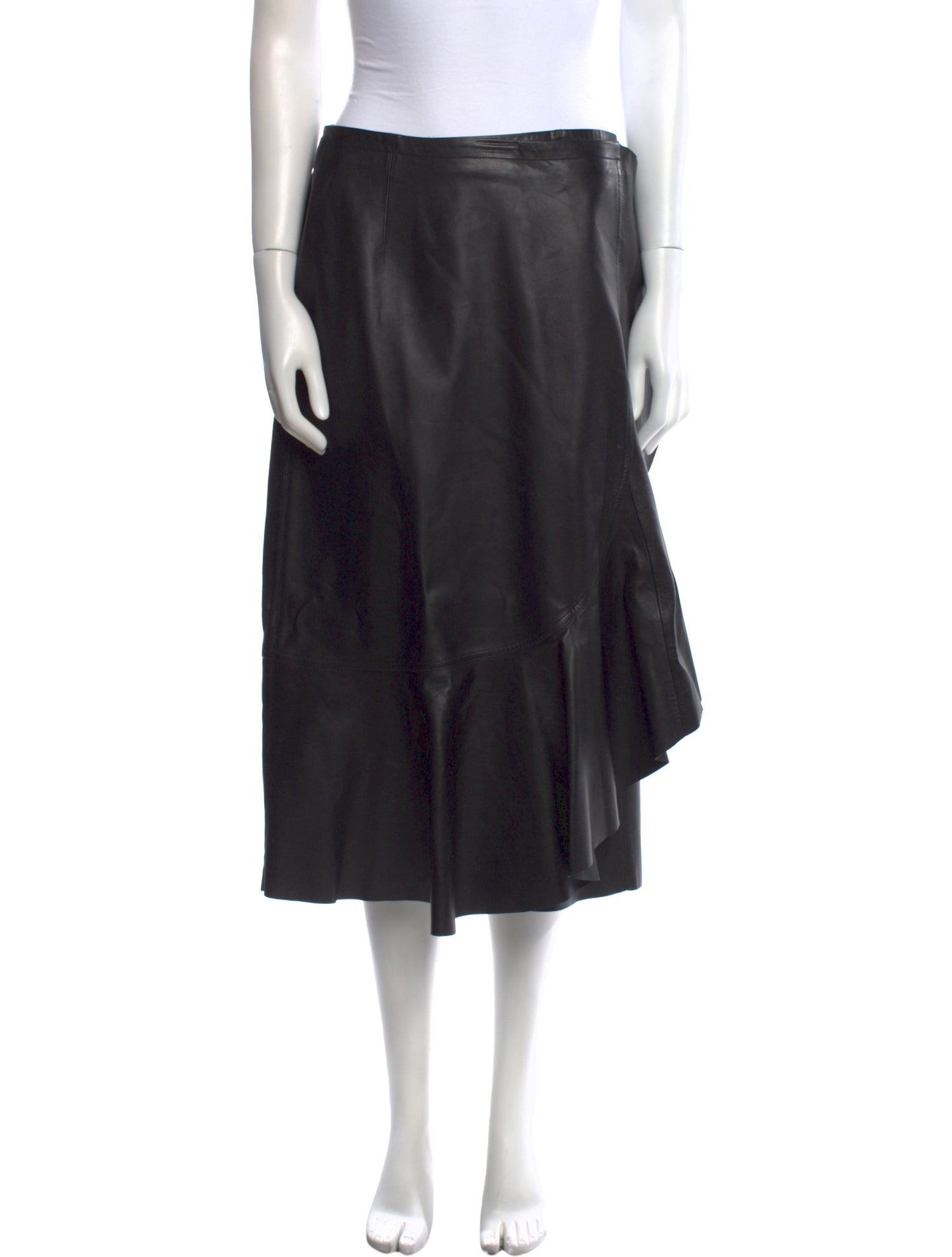 Helmut Lang Lamb Leather Midi Length Skirt