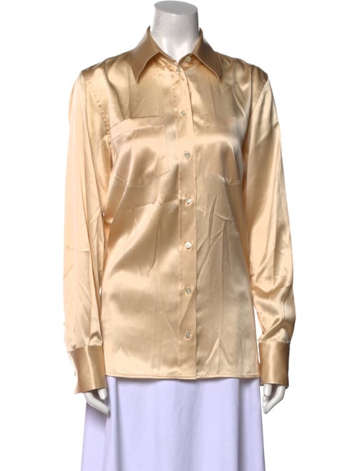 Helmut Lang Silk Long Sleeve Button-Up Top