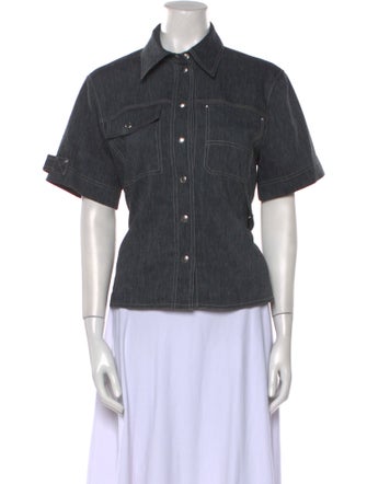 Helmut Lang Short Sleeve Button-Up Top