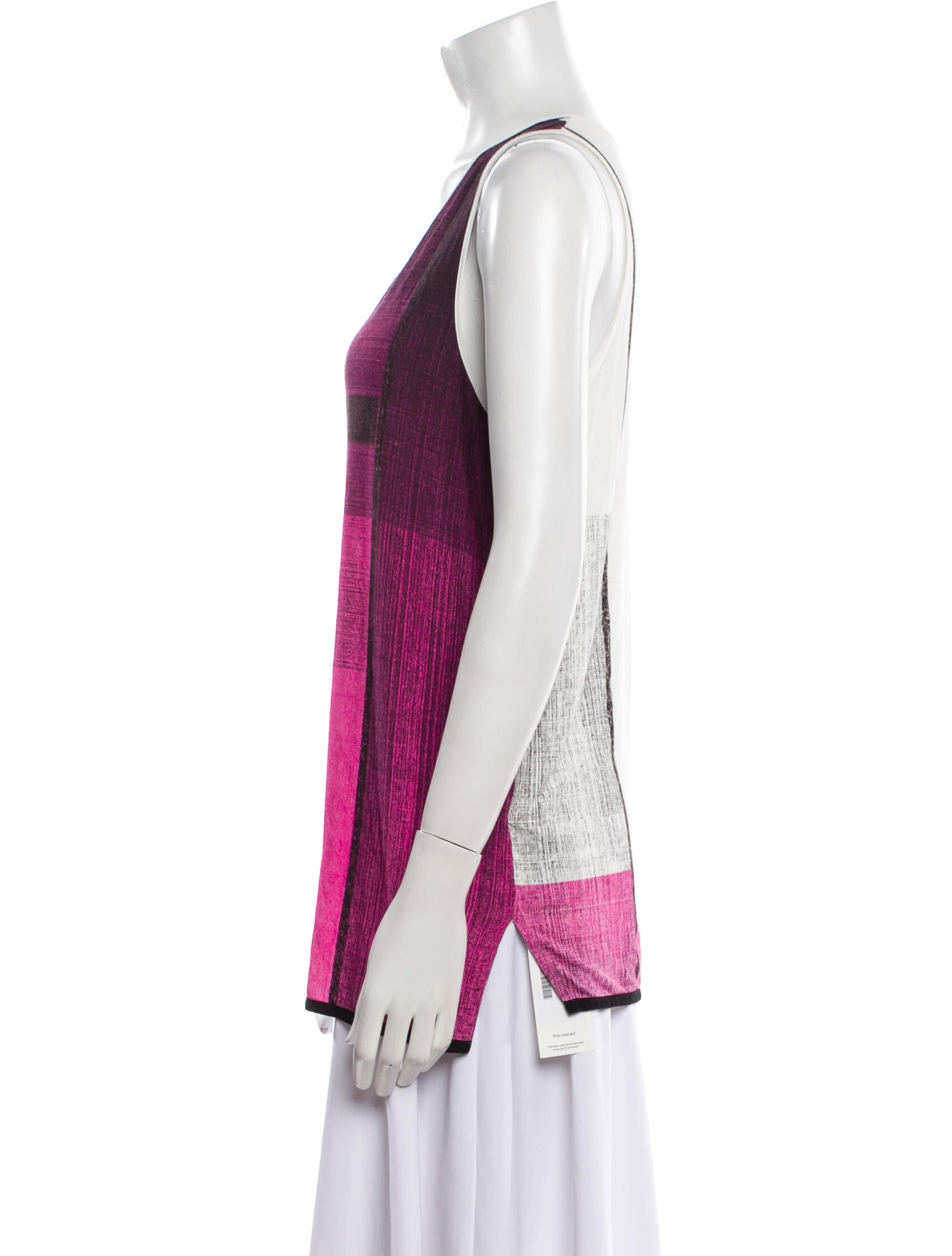 Helmut Lang Colorblock Pattern Scoop Neck Top