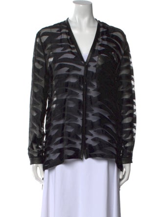 Helmut Lang Lace Pattern V-Neck Blouse