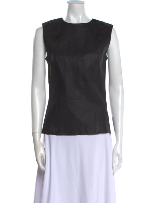 Helmut Lang Lamb Leather Crew Neck Top