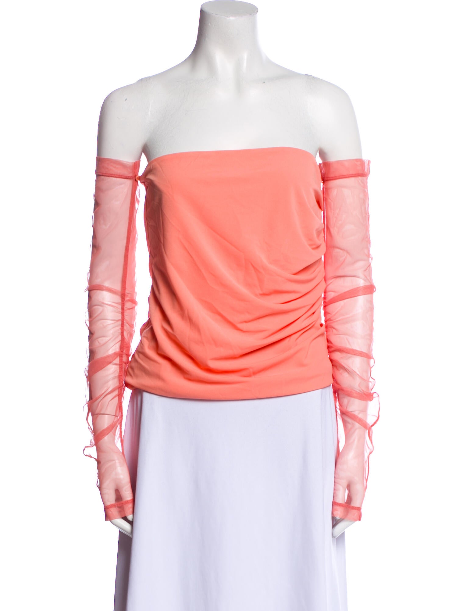 Helmut Lang Off-The-Shoulder Long Sleeve Blouse