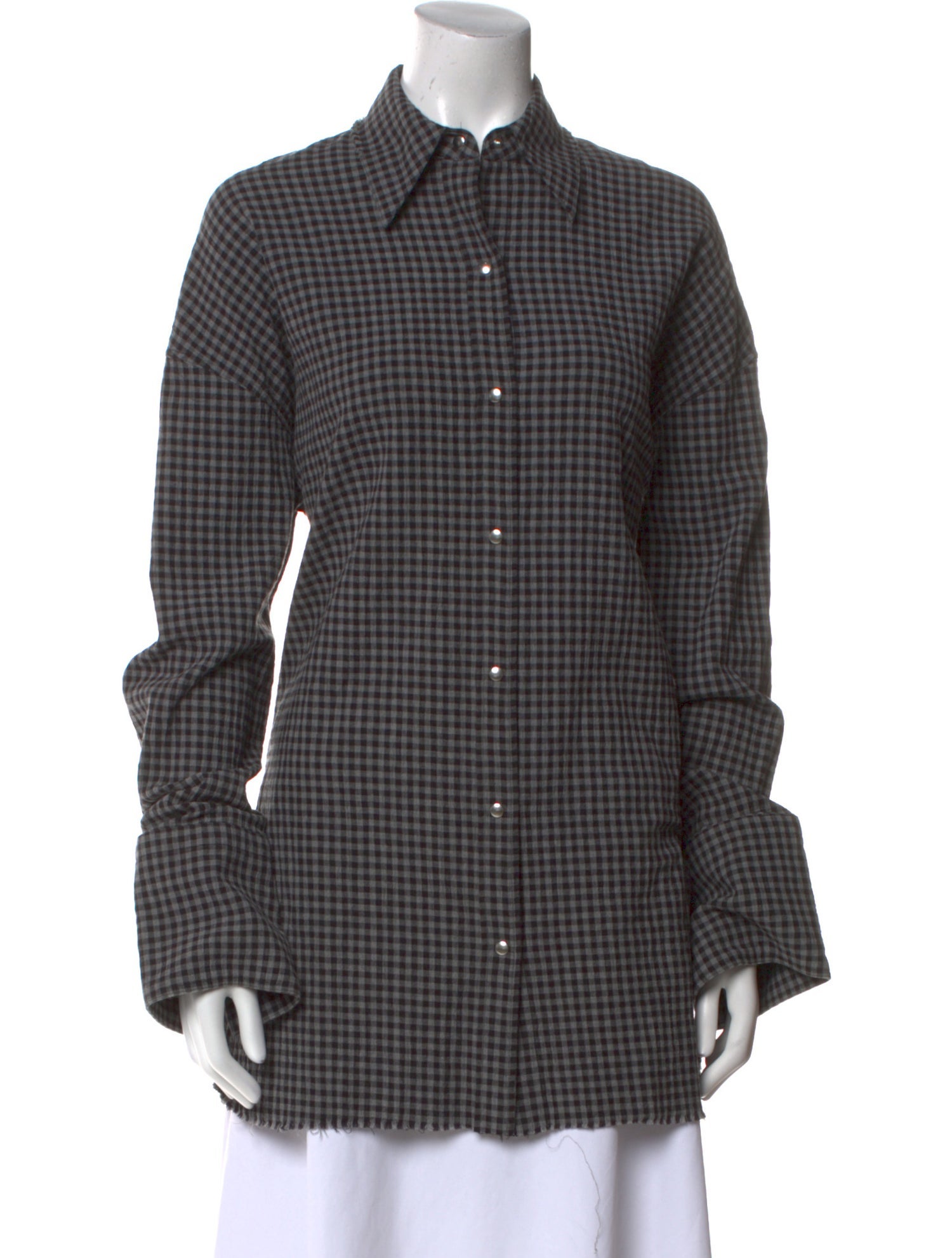 Helmut Lang Plaid Print Long Sleeve Button-Up Top