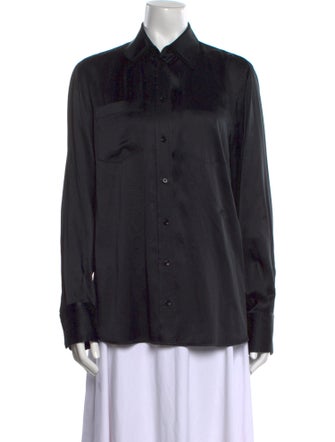 Helmut Lang Silk Long Sleeve Button-Up Top