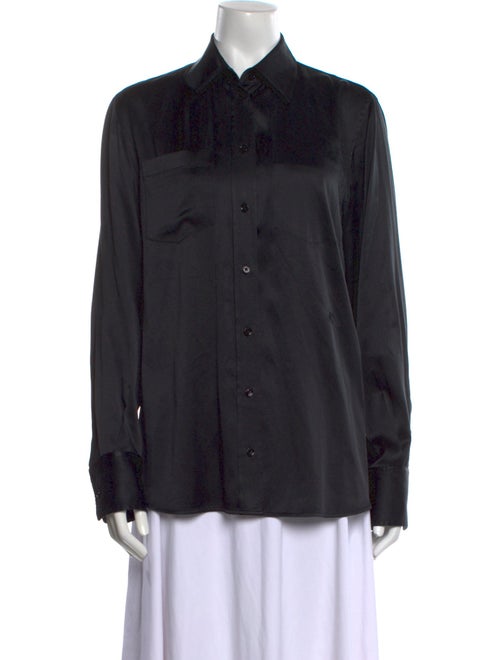 Helmut Lang Silk Long Sleeve Button-Up Top