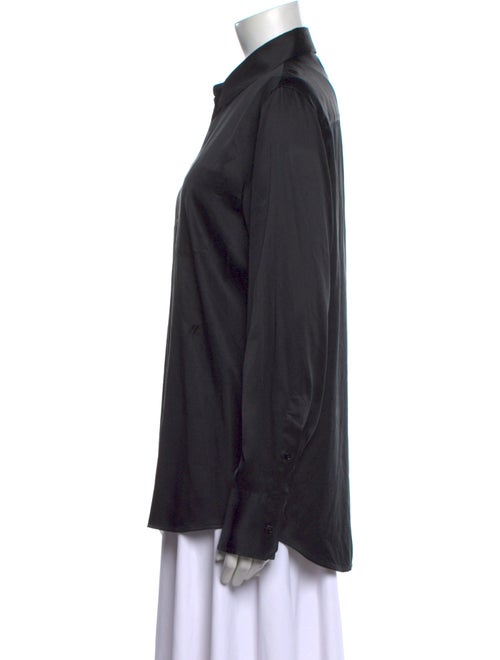 Helmut Lang Silk Long Sleeve Button-Up Top