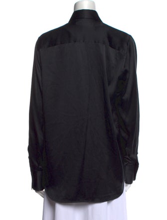 Helmut Lang Silk Long Sleeve Button-Up Top