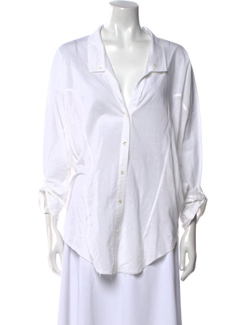 Helmut Lang V-Neck Three-Quarter Sleeve Button-Up Top