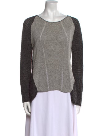 Helmut Lang Colorblock Pattern Scoop Neck Sweater