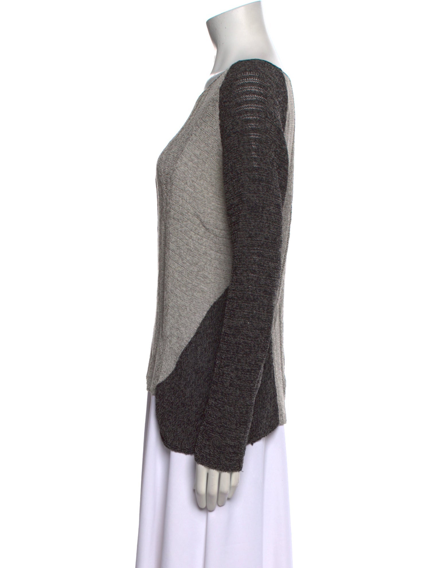 Helmut Lang Colorblock Pattern Scoop Neck Sweater