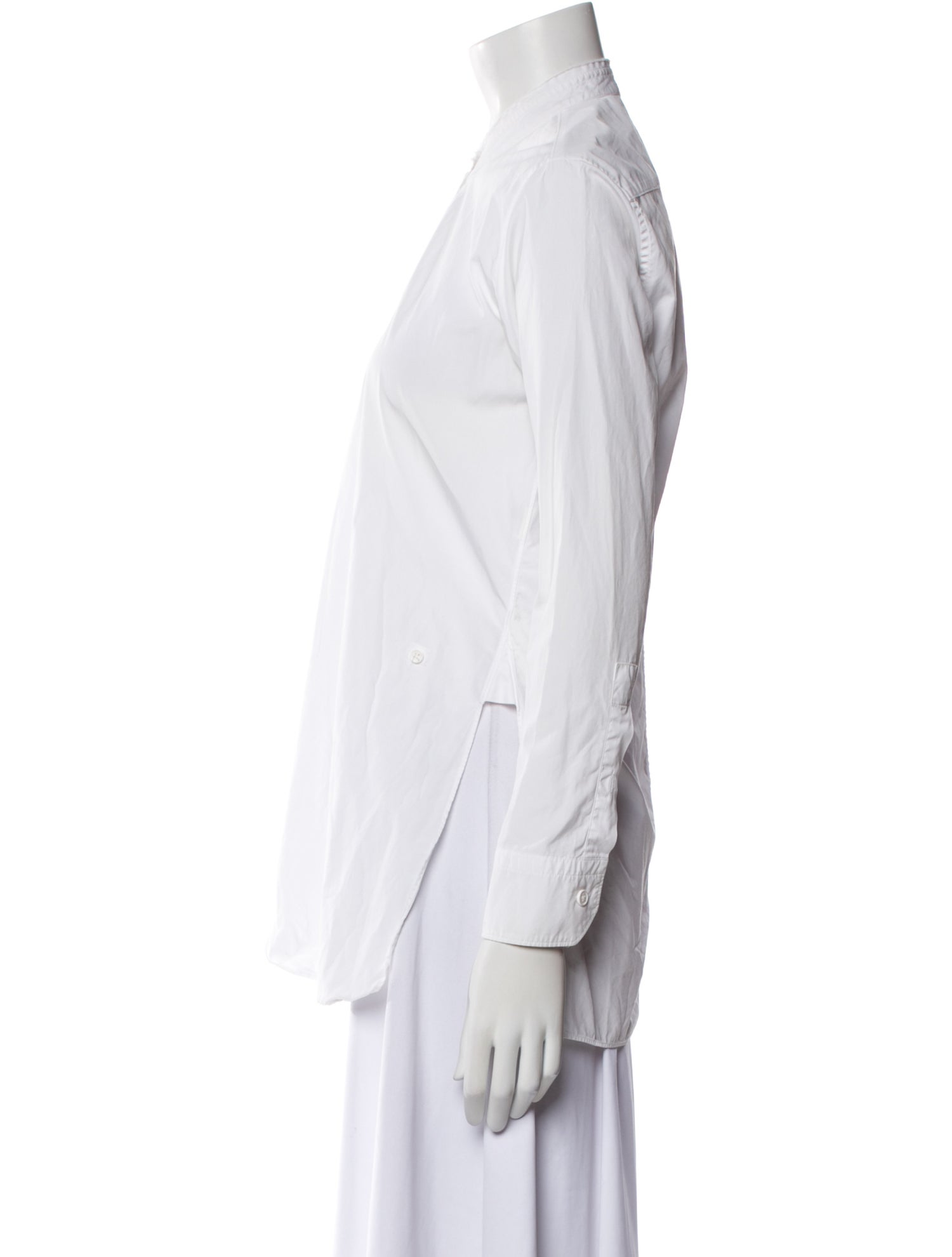 Helmut Lang Mock Neck Long Sleeve Button-Up Top