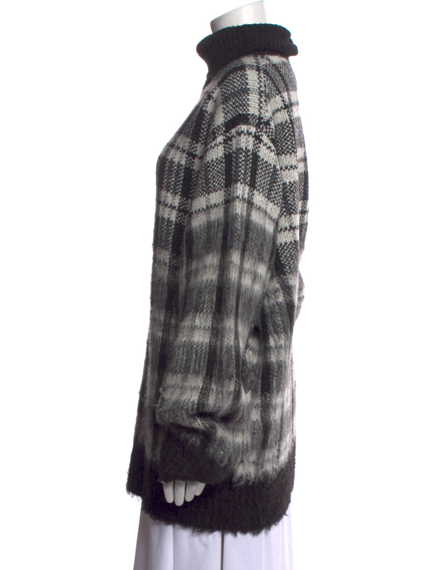 Helmut Lang Plaid Print Turtleneck Sweater