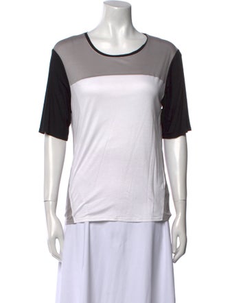 Helmut Lang Colorblock Pattern Scoop Neck T-Shirt
