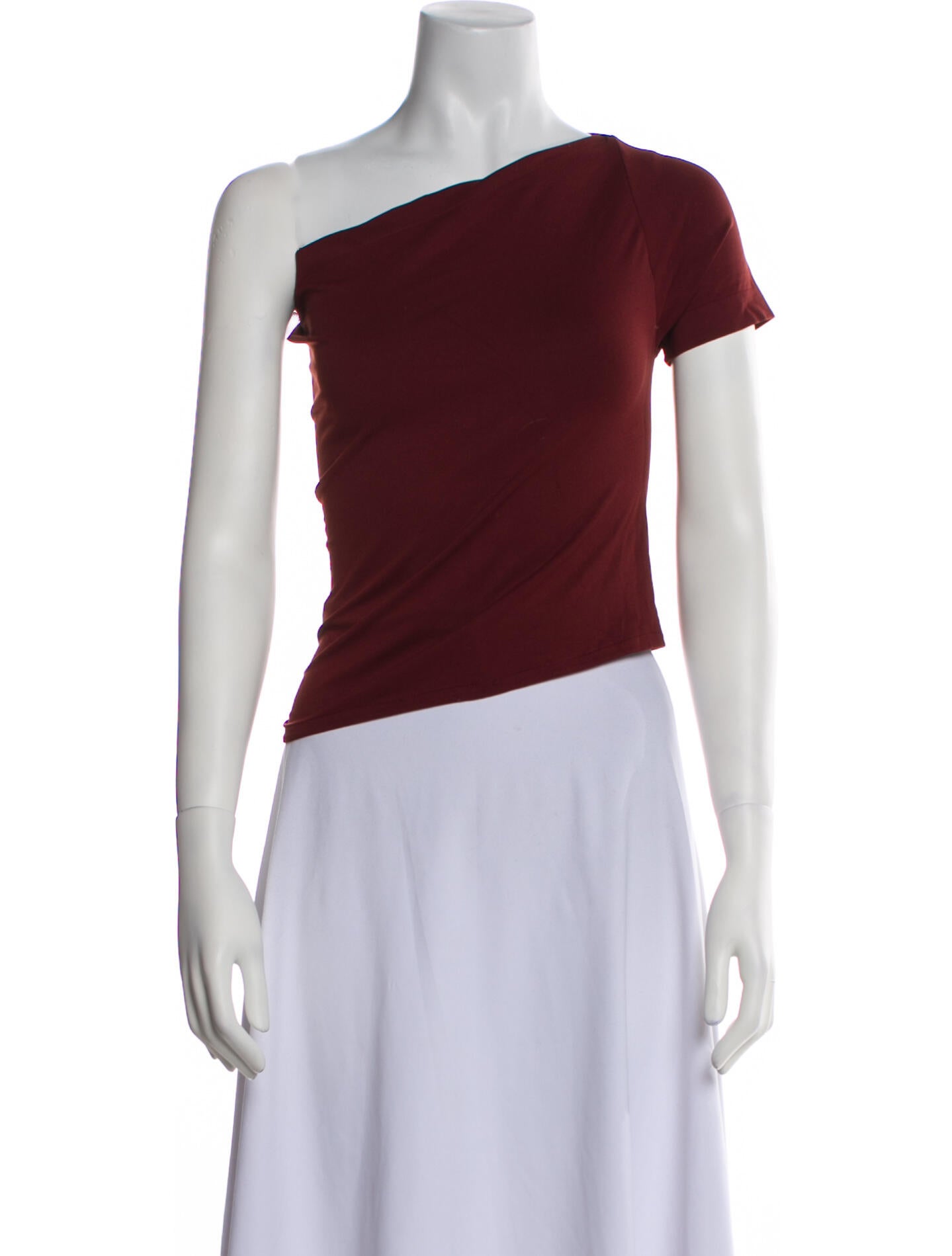 Helmut Lang One-Shoulder Short Sleeve Crop Top