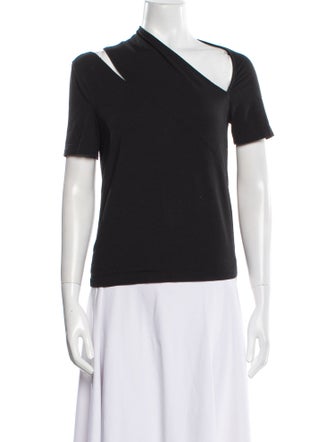 Helmut Lang One-Shoulder Short Sleeve Top