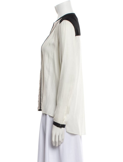 Helmut Lang Colorblock Pattern Crew Neck Button-Up Top
