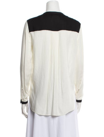 Helmut Lang Colorblock Pattern Crew Neck Button-Up Top