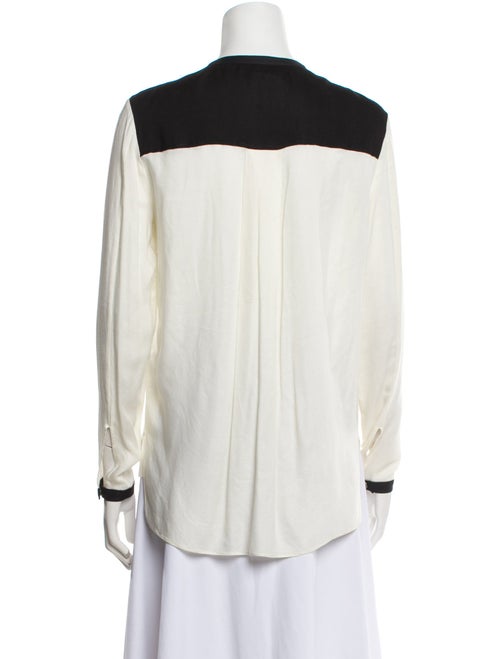 Helmut Lang Colorblock Pattern Crew Neck Button-Up Top