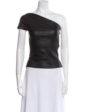 Helmut Lang Leather One-Shoulder Top