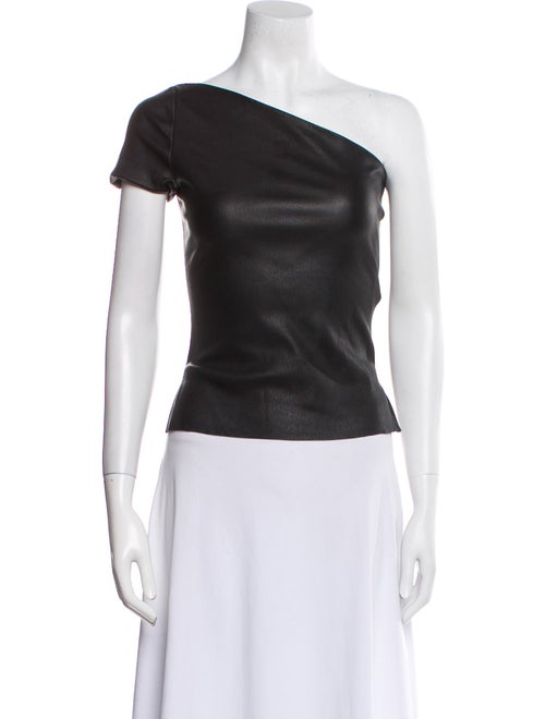Helmut Lang Leather One-Shoulder Top