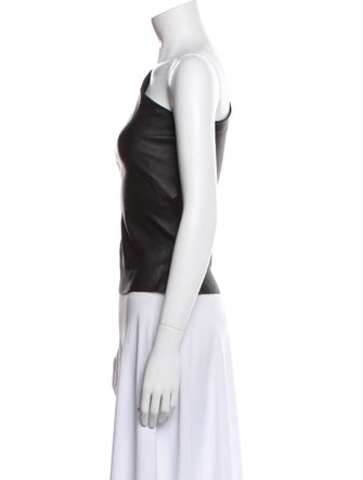 Helmut Lang Leather One-Shoulder Top