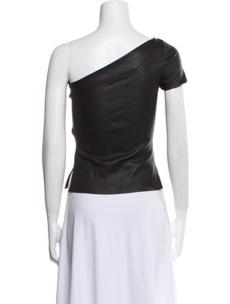 Helmut Lang Leather One-Shoulder Top