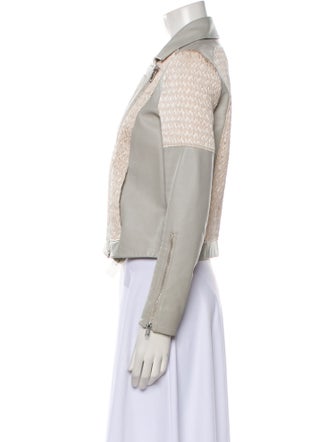 Helmut Lang Leather Tweed Pattern Biker Jacket