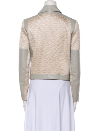 Helmut Lang Leather Tweed Pattern Biker Jacket