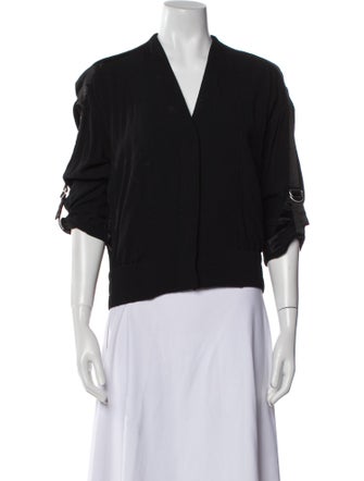 Helmut Lang V-Neck Three-Quarter Sleeve Crop Top