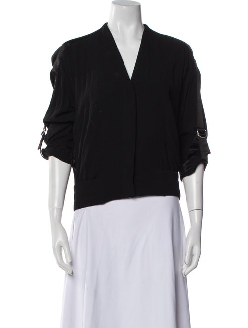 Helmut Lang V-Neck Three-Quarter Sleeve Crop Top