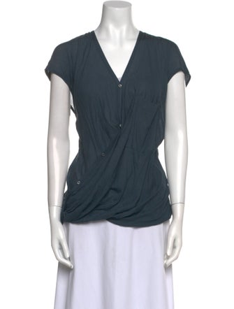 Helmut Lang V-Neck Short Sleeve Blouse