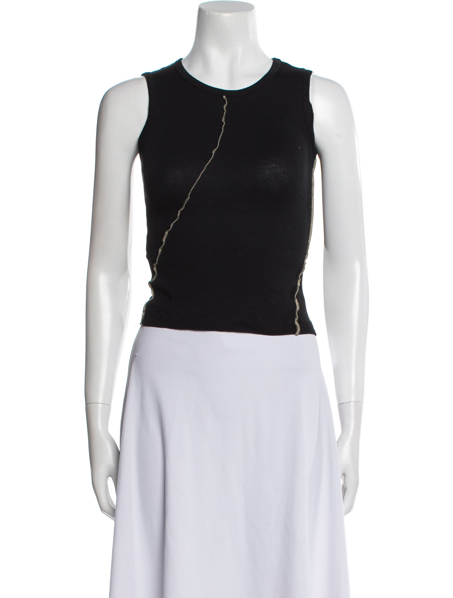 Helmut Lang Crew Neck Sleeveless Crop Top