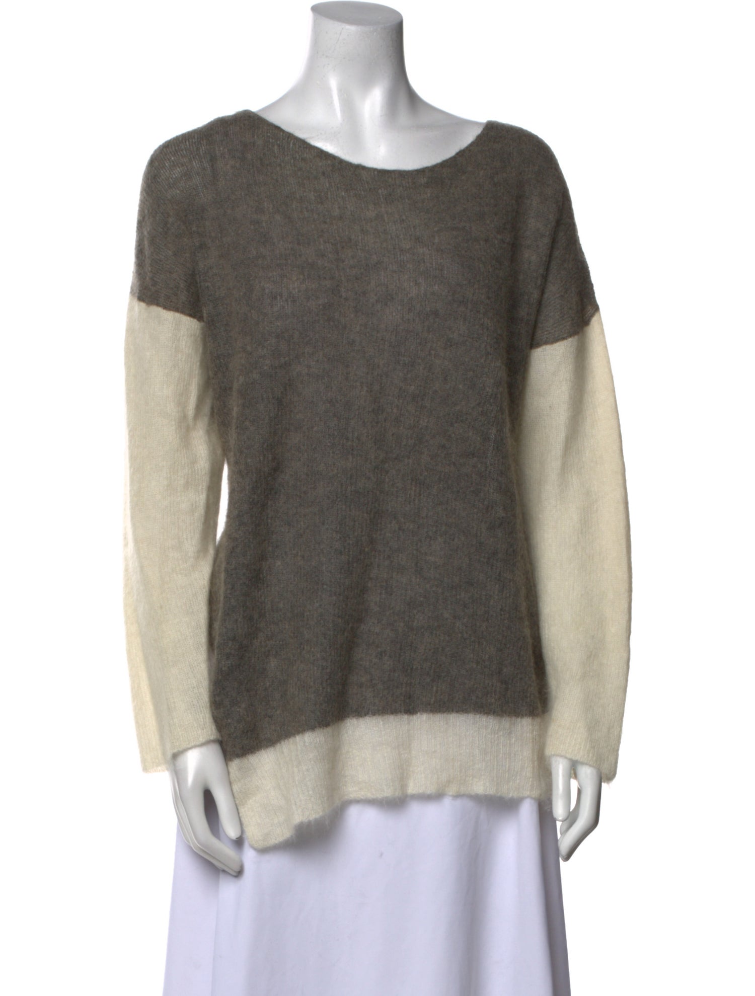 Helmut Lang Colorblock Pattern Bateau Neckline Sweater