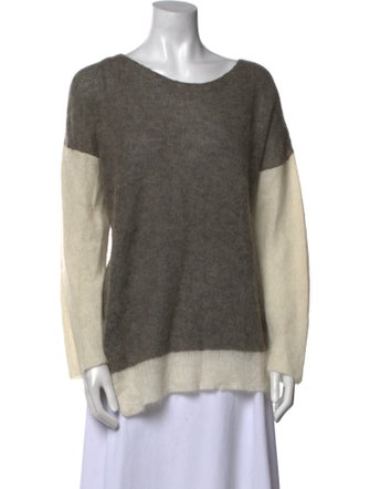 Helmut Lang Colorblock Pattern Bateau Neckline Sweater