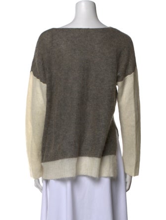 Helmut Lang Colorblock Pattern Bateau Neckline Sweater