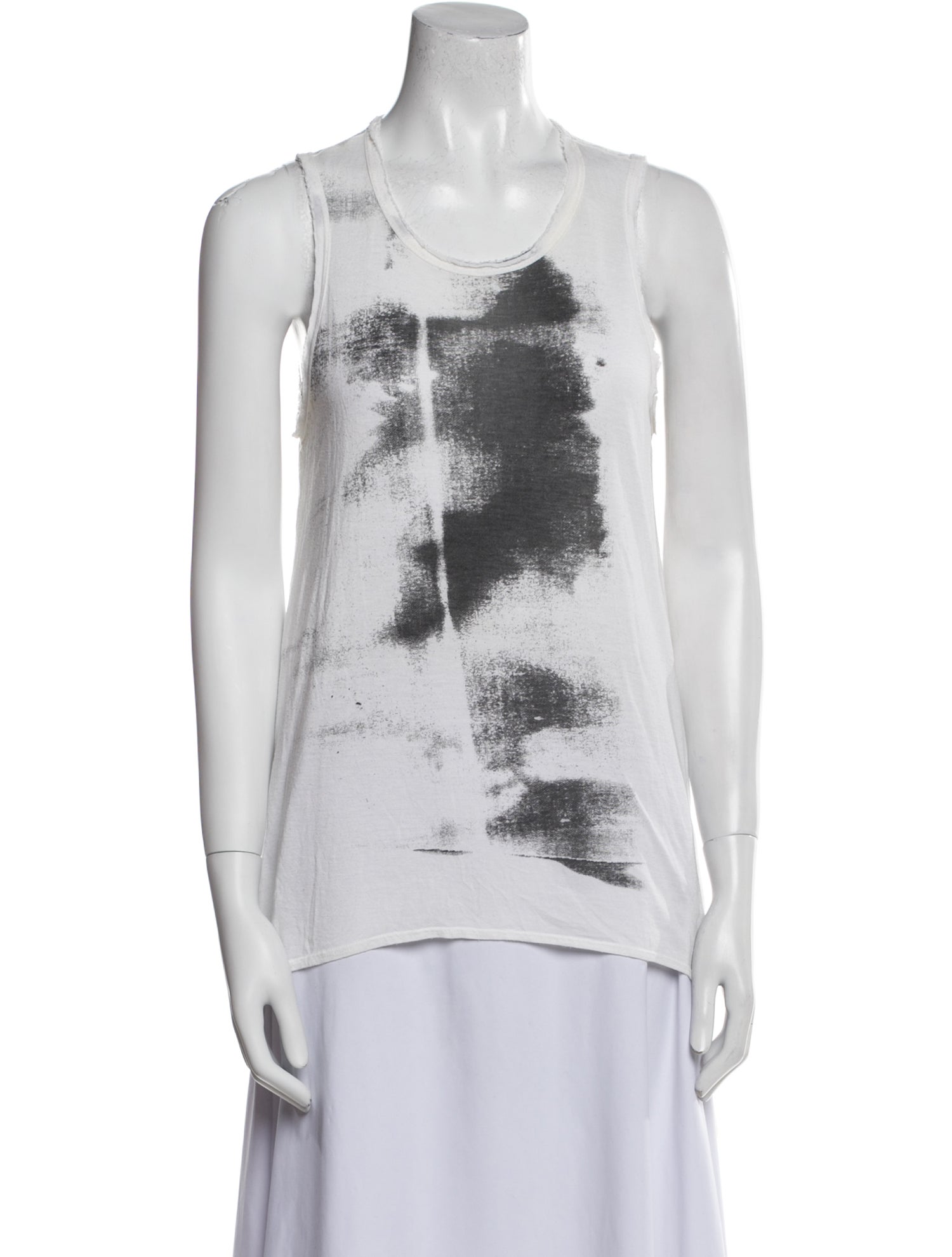 Helmut Lang Tie-Dye Print Scoop Neck Top