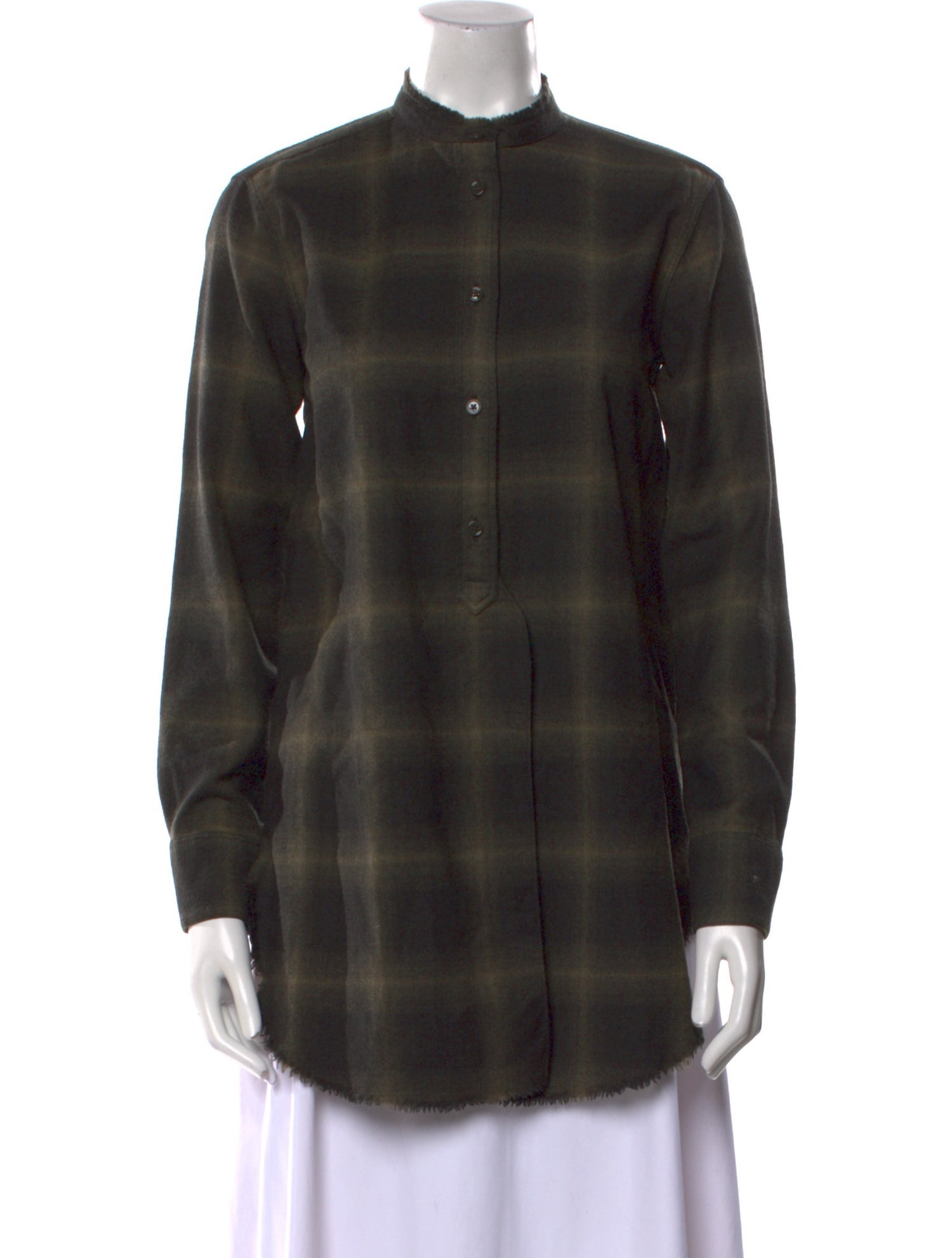 Helmut Lang Wool Plaid Print Tunic