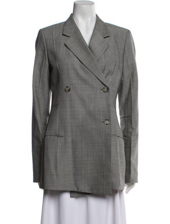 Helmut Lang Virgin Wool Plaid Print Blazer
