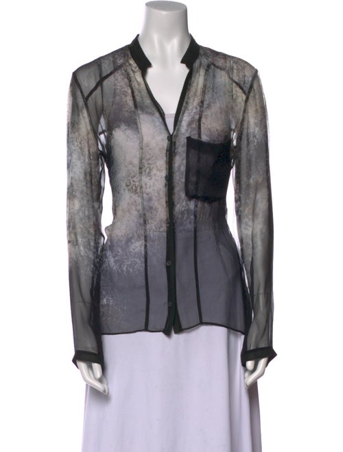Helmut Lang Silk Printed Button-Up Top
