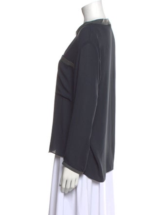 Helmut Lang V-Neck Long Sleeve Button-Up Top