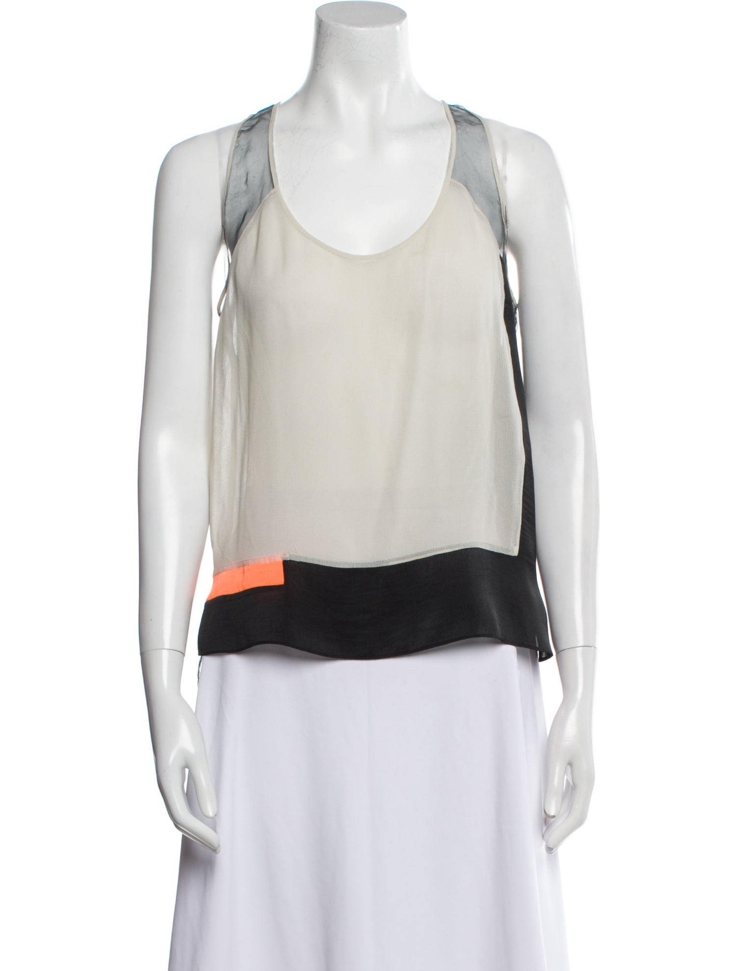 Helmut Lang Colorblock Pattern Scoop Neck Top