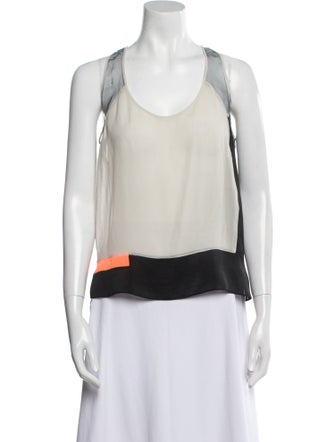 Helmut Lang Colorblock Pattern Scoop Neck Top