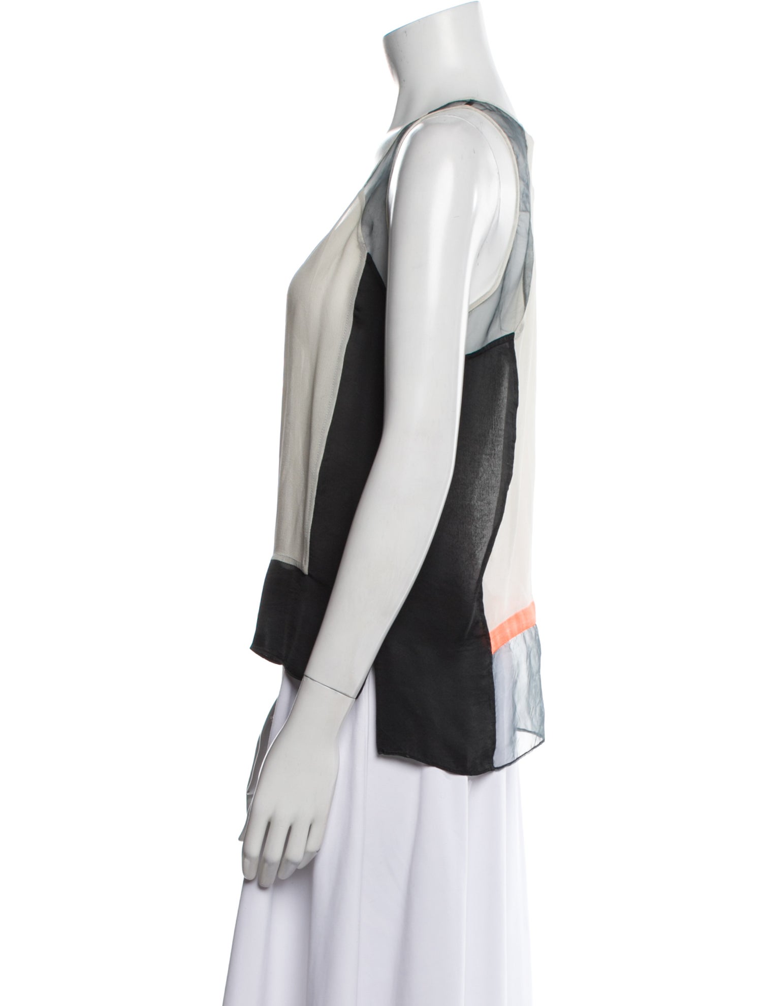 Helmut Lang Colorblock Pattern Scoop Neck Top