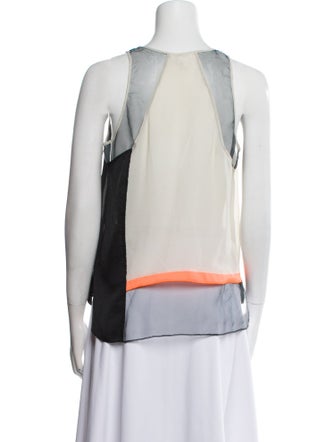 Helmut Lang Colorblock Pattern Scoop Neck Top
