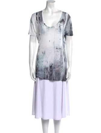Helmut Lang Tie-Dye Print Scoop Neck T-Shirt