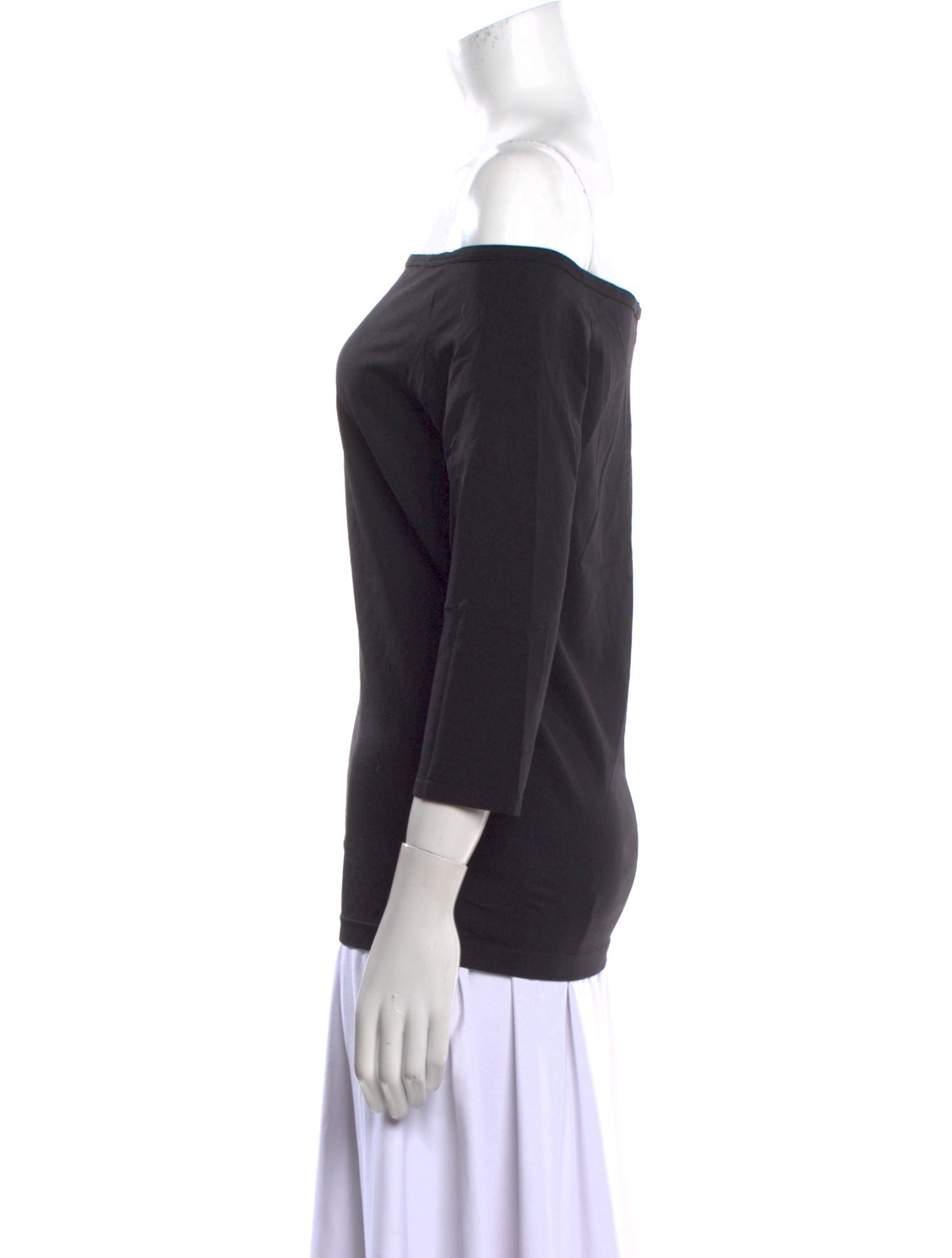 Helmut Lang Off-The-Shoulder Three-Quarter Sleeve Top